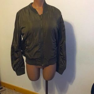 Juniors Love Tree Military Bomber Jacket L